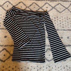 Off The Shoulder Stripped Shirt